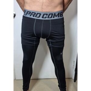Nike Pro Combat Tights Mens Size Medium Black Compression Athletic Leggings Base